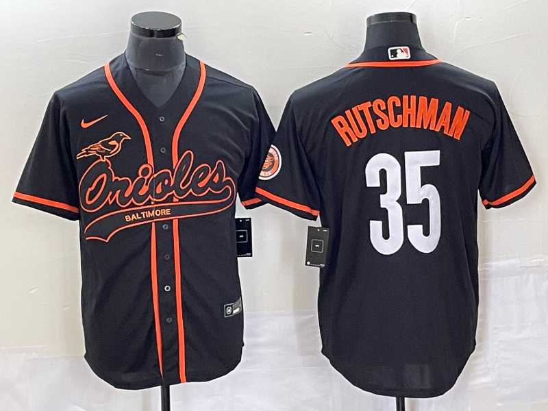 Mens Baltimore Orioles #35 Adley Rutschman Black Cool Base Stitched Baseball Jersey->baltimore orioles->MLB Jersey
